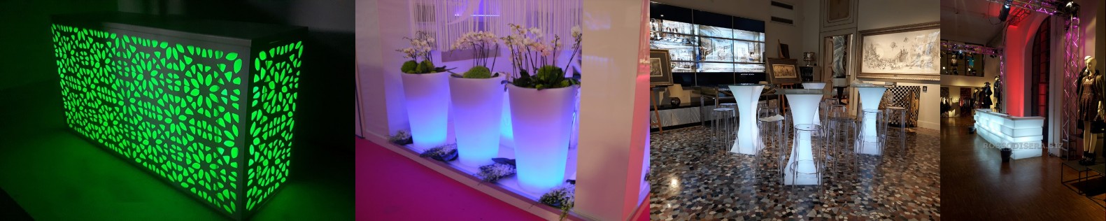 Rental of luminous furniture for events in Milan, in Italy and abroad