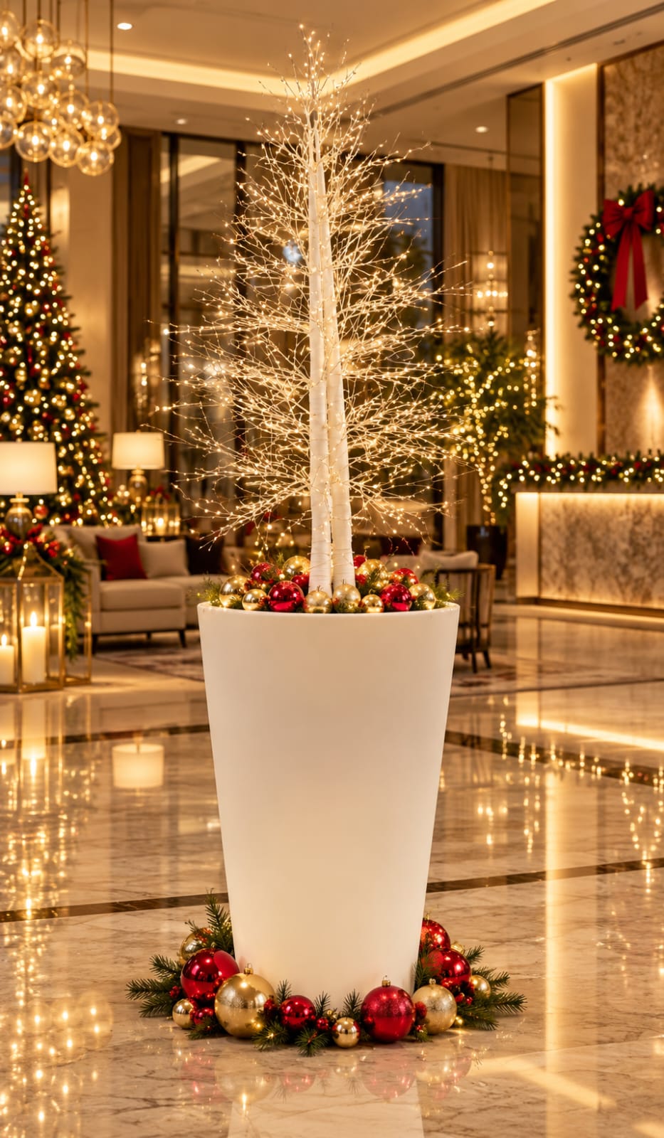 Noleggio addobbi natalizi luminarie a Milano, in Lombardia e in Italia: VASO SLIDE X-POT H120 Natalizio