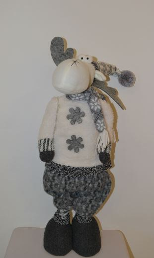 Pupazzi natalizi: Cervo bianco e grigio h. 85 cm