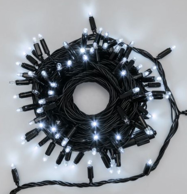 Catena 10 m, 96 maxiled bianco freddo, cavo nero, prolungabile