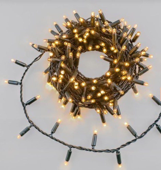 Catena Filari Connect ProLine 36V, 12 m, 240 maxiled bianco caldo, cavo verde, prolungabile