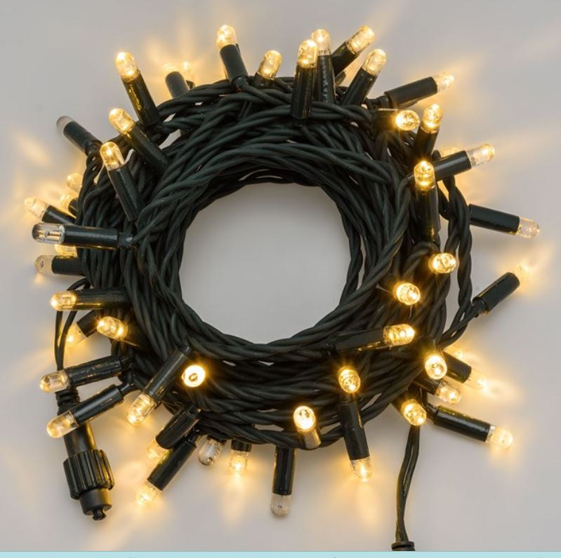 Catena filare 10 m, 60 SuperLED bianco caldo, 24v pl