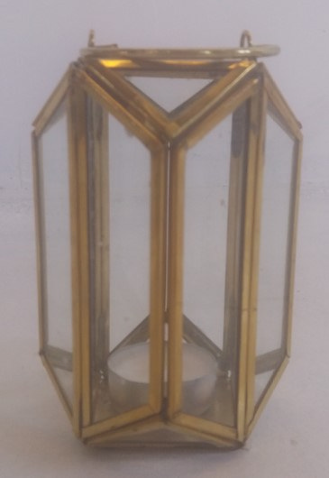 Noleggio Lanterna Ottagonale piccola color ottone h.12 a Milano Lanterna Ottagonale piccola color ottone h.12