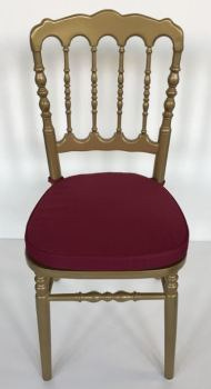 Sedia Parigina oro con cuscino bordeaux