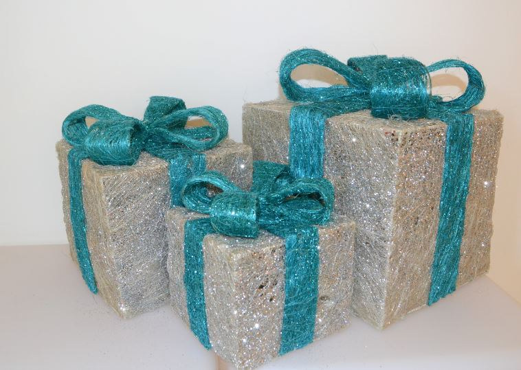 Set 3 pacchi regalo luminosi brillantinati