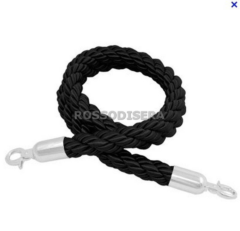 Cordone segnapercorso nero con moschettone cromato