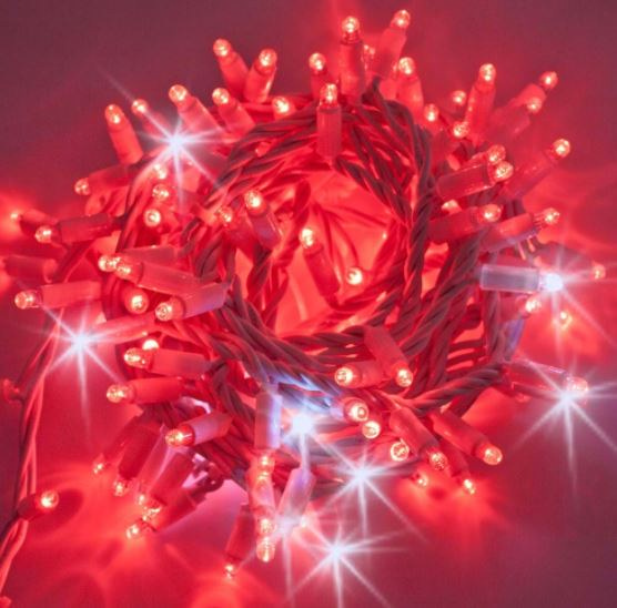 Stringa luci led luce rossa con flash led luce fredda 10m